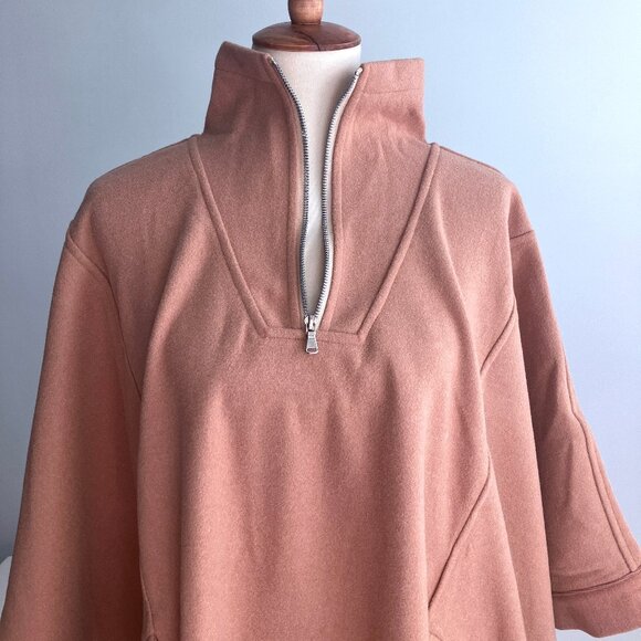 Camel Coat Poncho Cape Wool Blend Extra Large XL Tan Winter ICCON - Picture 6 of 15